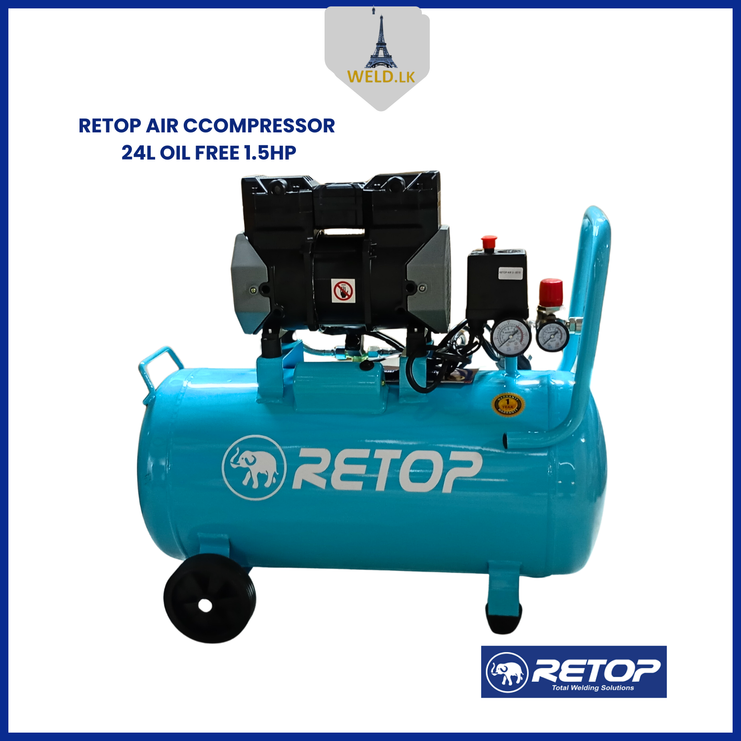 RETOP AIR COMPRESSOR 24L OIL-FREE 1.5HP
