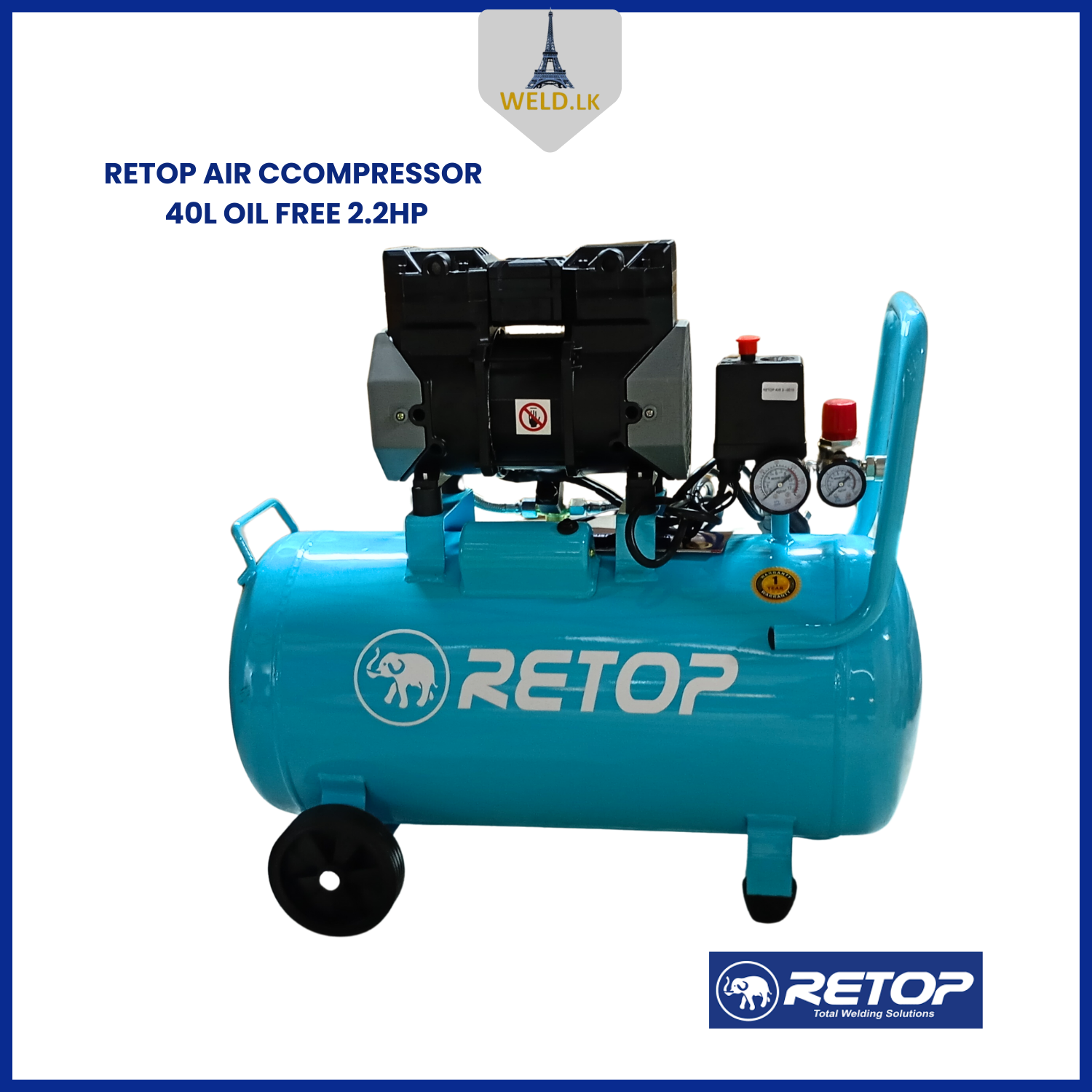 RETOP AIR COMPRESSOR 40L OIL-FREE 2.2HP